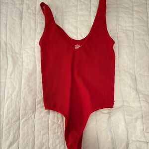 Ribbed red bodysuit